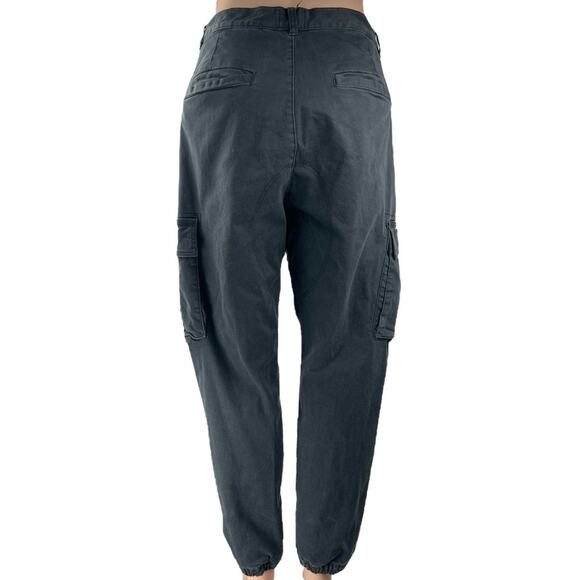H&M Women's Black Slim Fit High Waisted Carrot Barrel Cargo Trousers Pants 34 - Picture 2 of 5